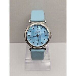 Aria Womens Quartz Watch Sterling Silver Case Blue Mosaic Dial New Battery